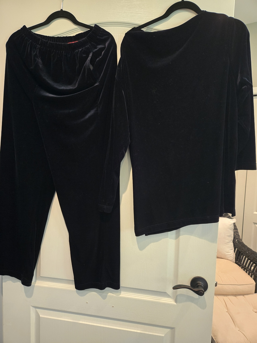 Liz Claiborne Black Velvet Wide-Leg Pants with Matching Black Top Set